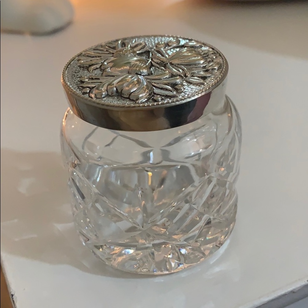 Royal brierley crystal jar with lid